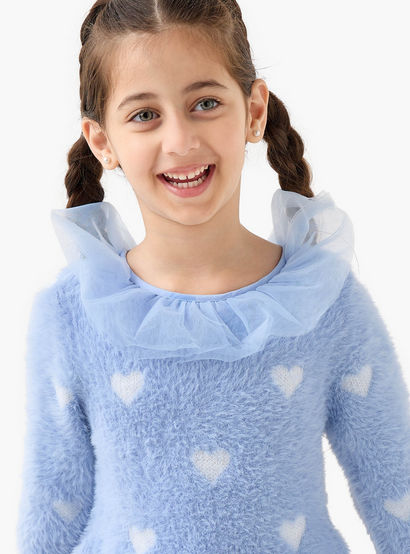 Juniors Heart Print Dress with Tights-girls-clothing-dressesandjumpsuits-image-5