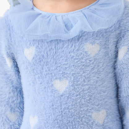 Juniors Heart Print Dress with Tights