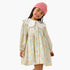 Juniors Peter Pan Collar Long Sleeves Dress with Floral Print - Green / 1-2 yrs