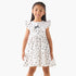 Juniors Round Neck Cap Sleeves A-line Dress with Bow Print - White / 2-3 yrs