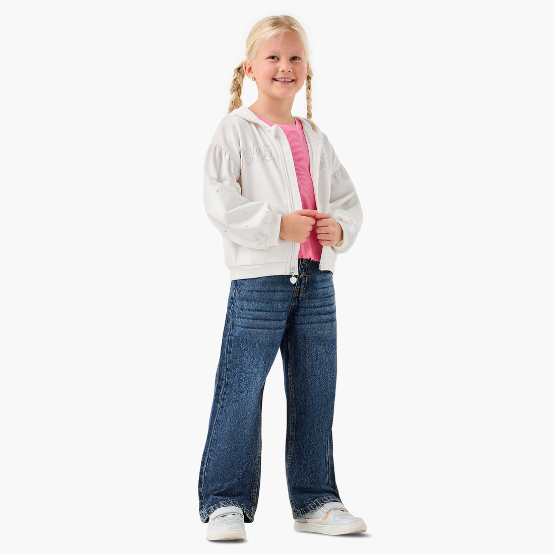 Juniors Embellished Hooded Sweatshirt with Long Sleeves