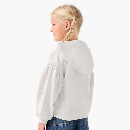 Juniors Embellished Hooded Sweatshirt with Long Sleeves