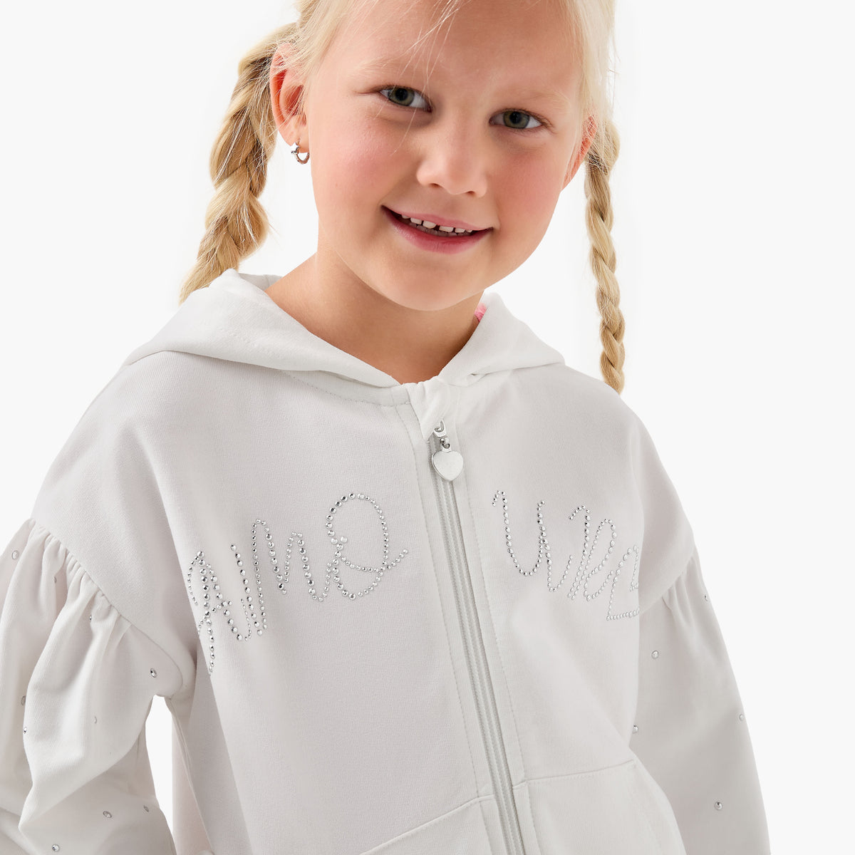 Juniors Embellished Hooded Sweatshirt with Long Sleeves