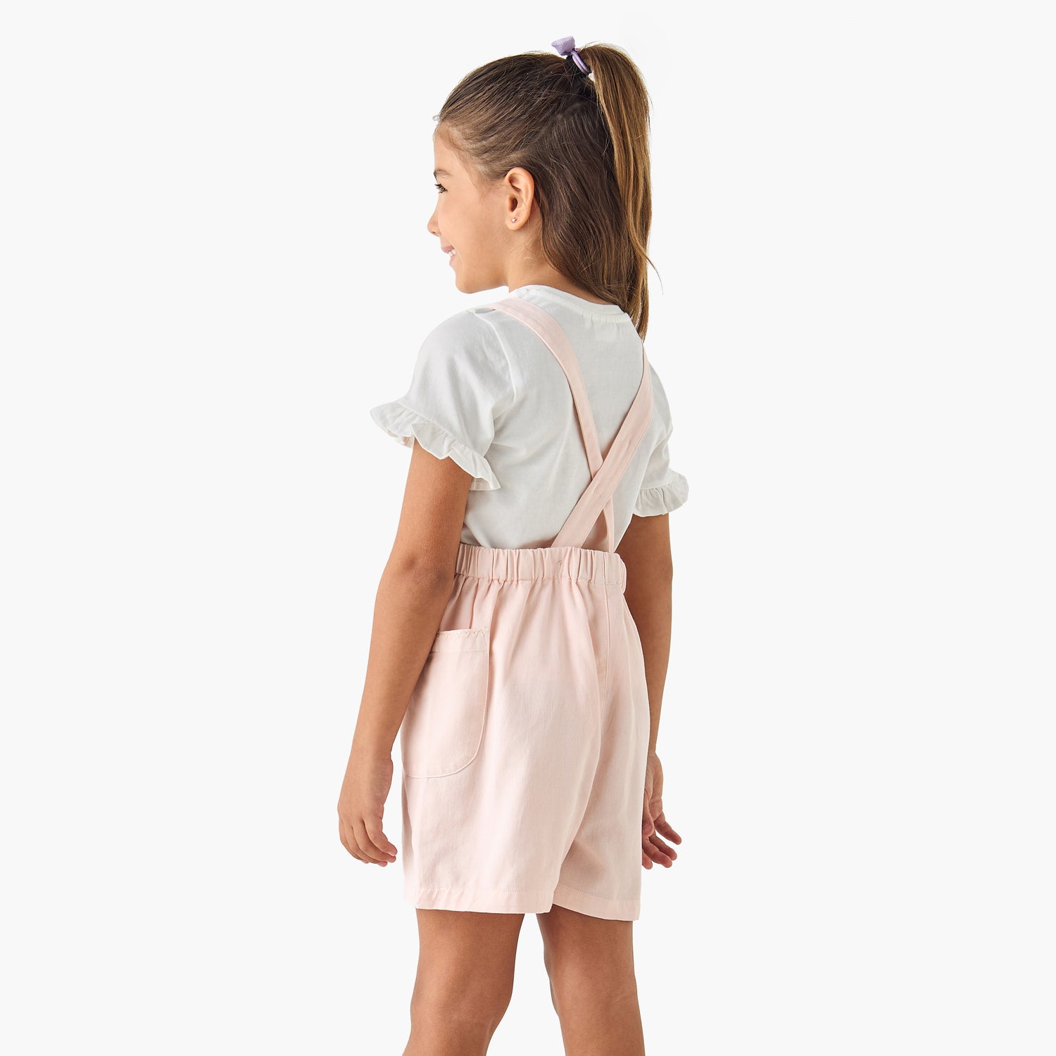 Juniors Solid T-shirt and Embroidered Dungaree Set