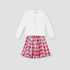 Juniors Bow Accent Top and Checked Skirt Set - Red / 2-3 yrs
