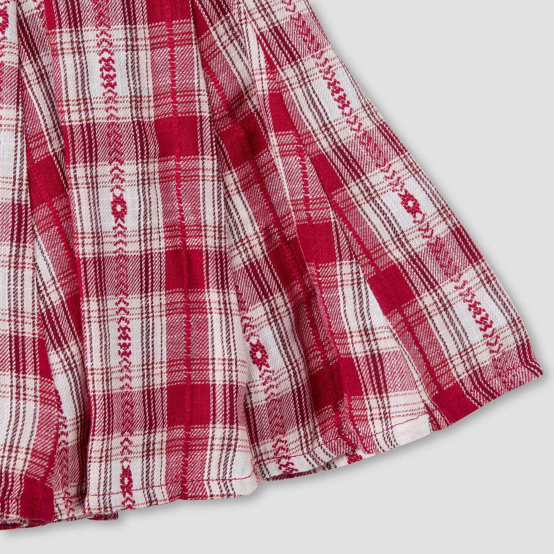 Juniors Bow Accent Top and Checked Skirt Set