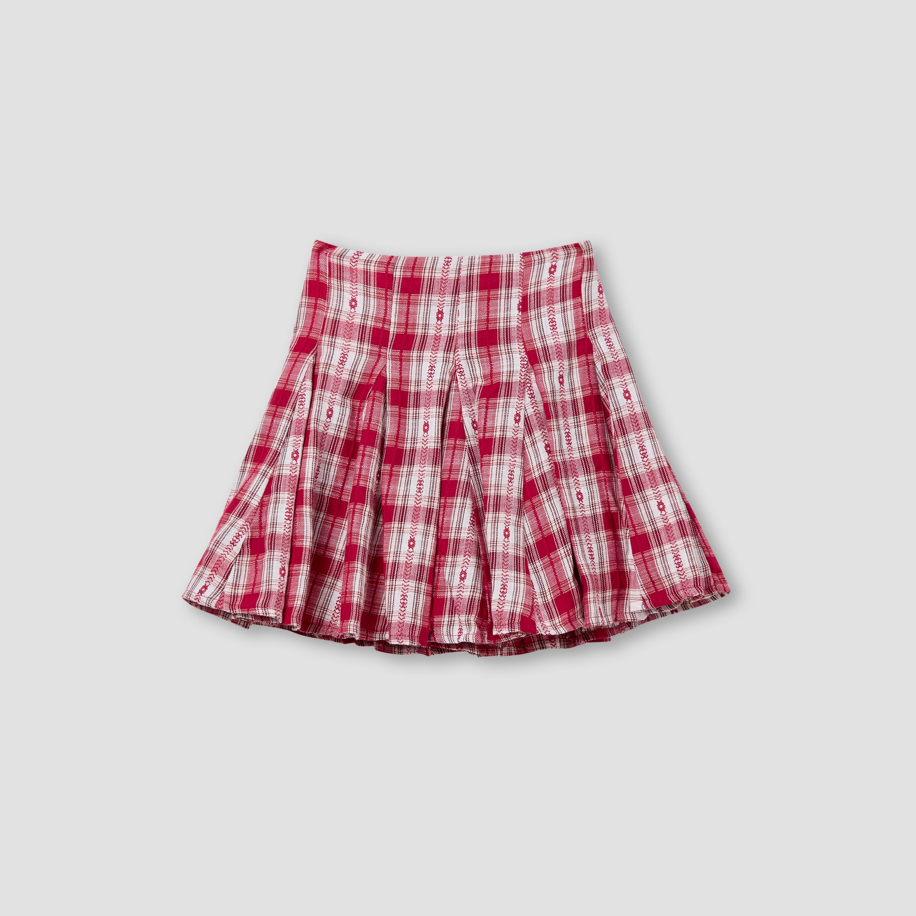 Juniors Bow Accent Top and Checked Skirt Set