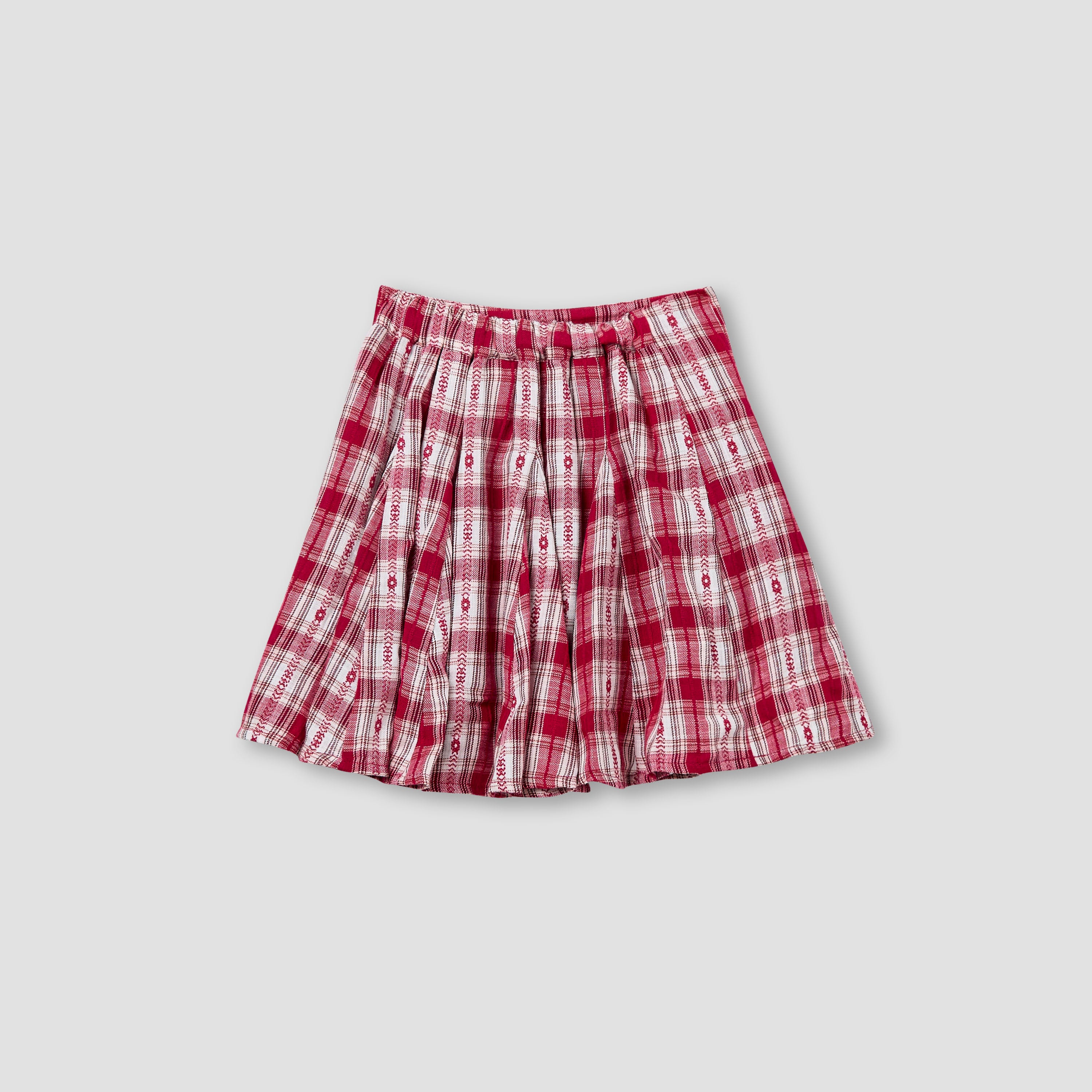 Juniors Bow Accent Top and Checked Skirt Set
