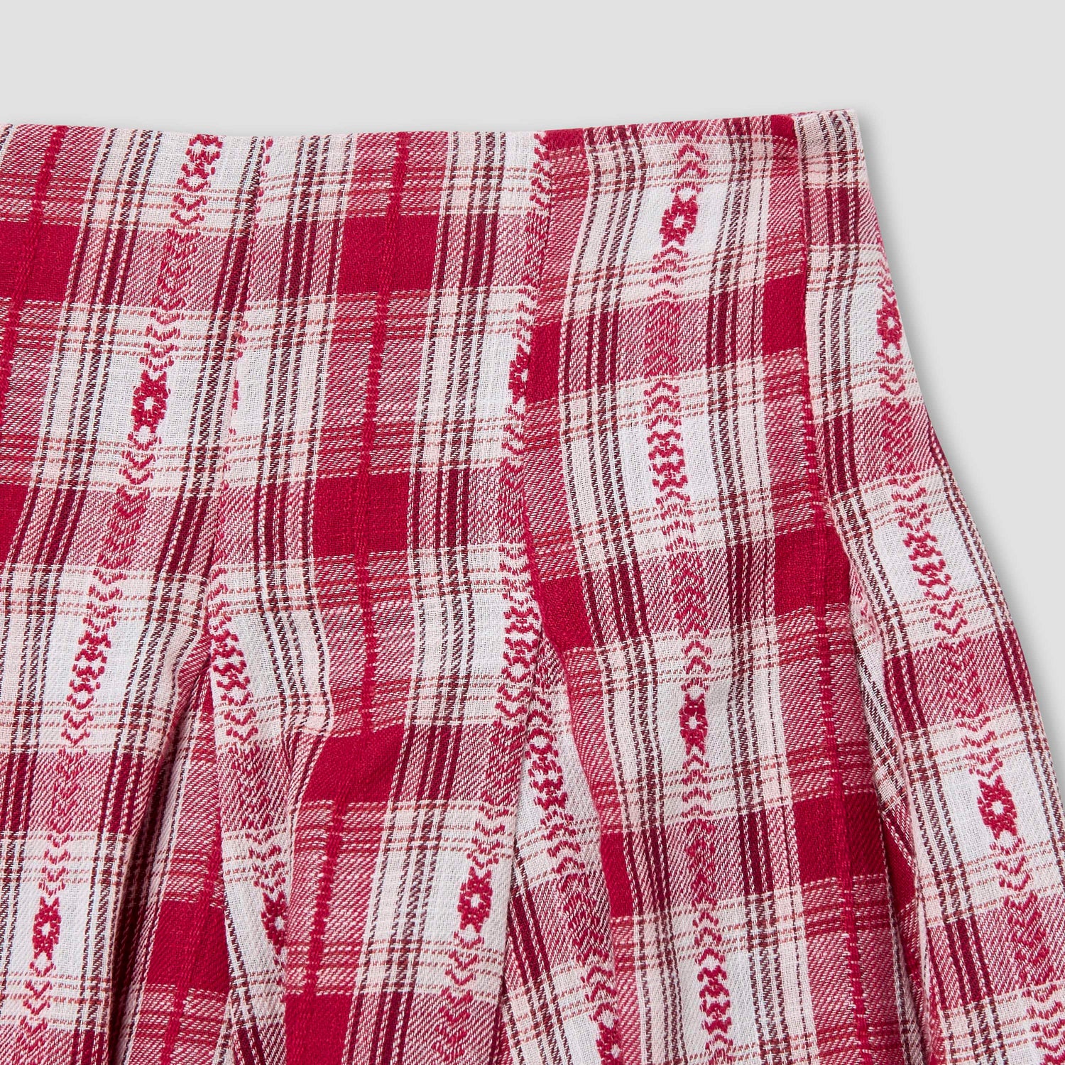 Juniors Bow Accent Top and Checked Skirt Set