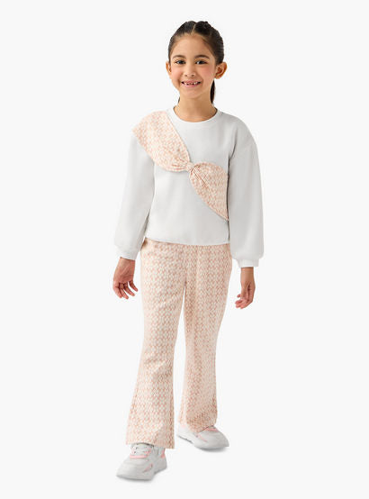 Juniors Printed Bow Detail Top and Pants Set-baby-girls-clothing-setsandcoords-image-1
