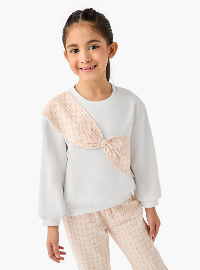 Juniors Printed Bow Detail Top and Pants Set-baby-girls-clothing-setsandcoords-image-2