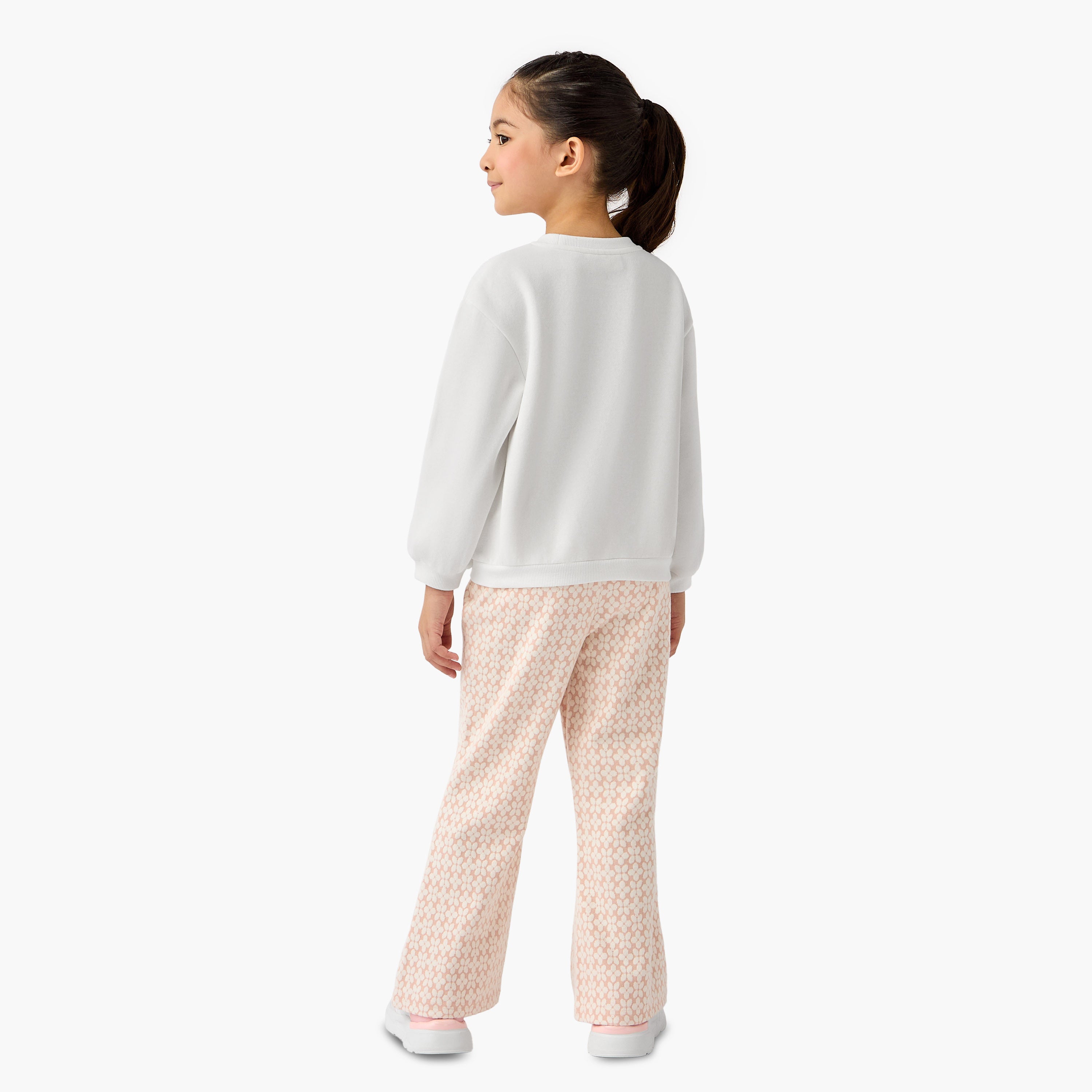 Juniors Printed Bow Detail Top and Pants Set