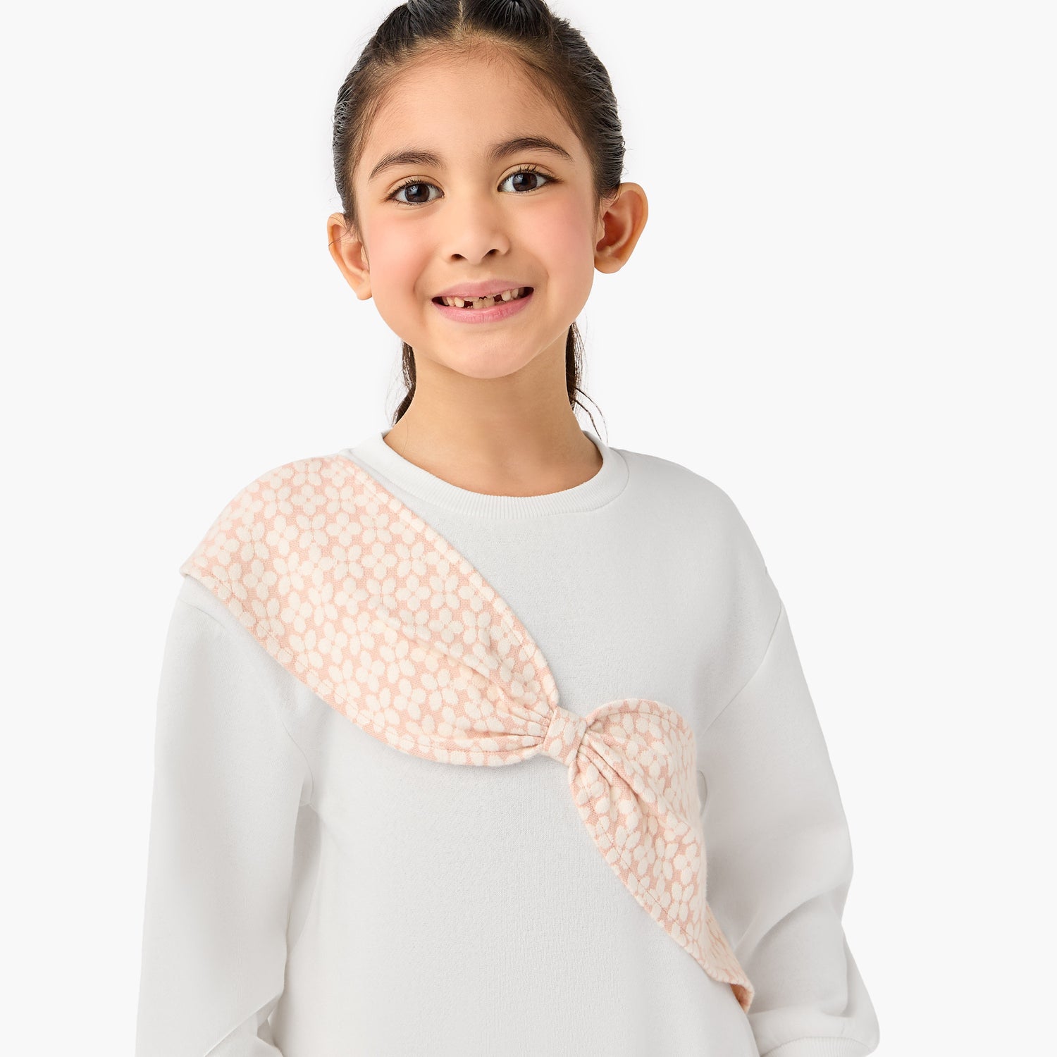 Juniors Printed Bow Detail Top and Pants Set