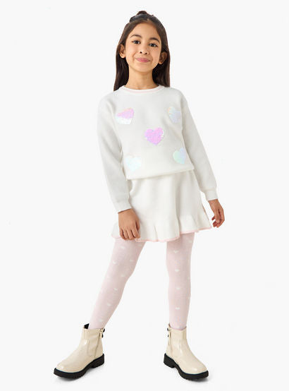 Juniors Girls Pullover and Skirt Set with Sequin Embellished - Polyester - Long Sleeves - Crew Neck-baby-girls-clothing-setsandcoords-image-1