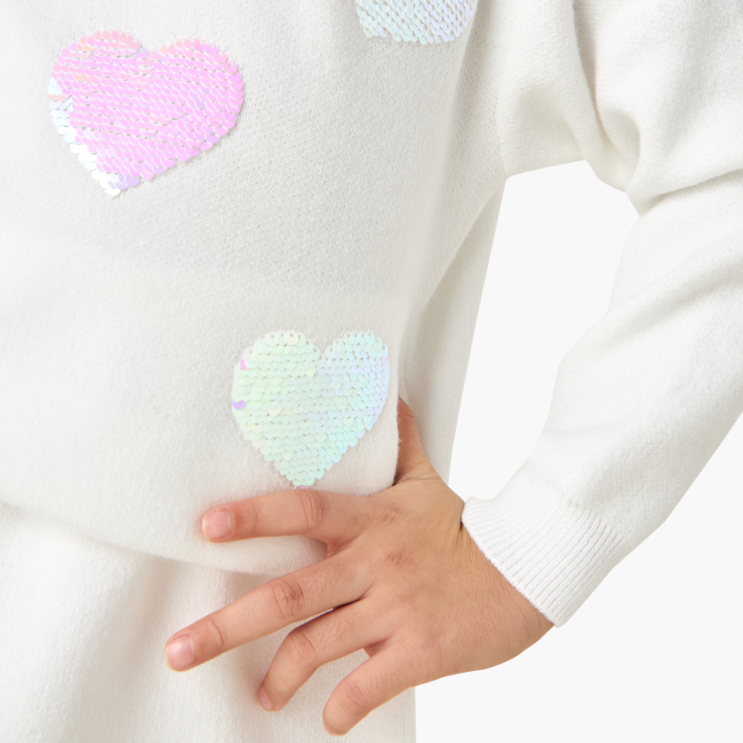 Juniors Girls Pullover and Skirt Set with Sequin Embellished - Polyester - Long Sleeves - Crew Neck