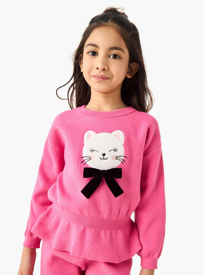 Juniors Girls Pullover and Joggers Set with Applique - Polyester Blend - Long Sleeves - Crew Neck-baby-girls-clothing-setsandcoords-image-2