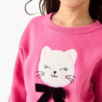 Juniors Girls Pullover and Joggers Set with Applique - Polyester Blend - Long Sleeves - Crew Neck