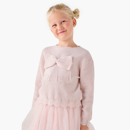 Juniors Girls Top and Skirt Set with Bow Detail - Polyester Blend - Long Sleeves - Crew Neck