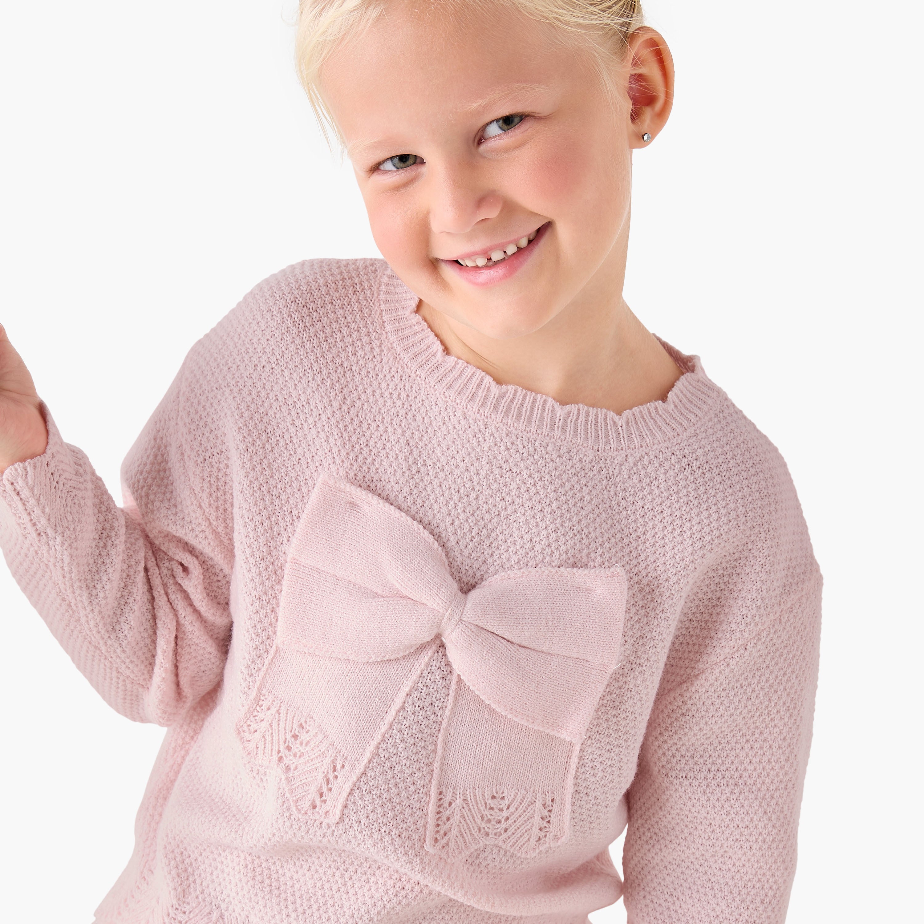 Juniors Girls Top and Skirt Set with Bow Detail - Polyester Blend - Long Sleeves - Crew Neck