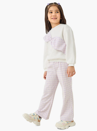 Juniors Printed Bow Detail Top and Pants Set-baby-girls-clothing-setsandcoords-image-1