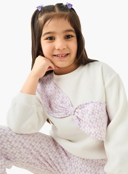 Juniors Printed Bow Detail Top and Pants Set-baby-girls-clothing-setsandcoords-image-2