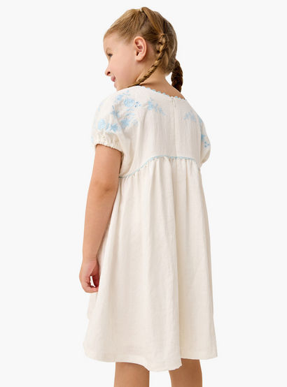 Eligo Embroidered Round Neck Dress with Pockets and Short Sleeves-girls-clothing-dressesandjumpsuits-image-3