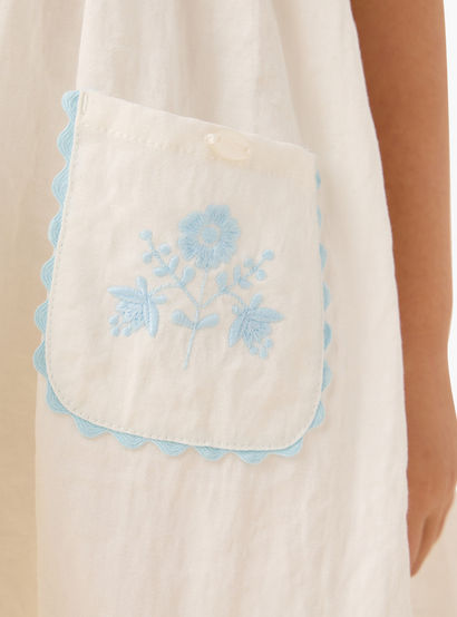 Eligo Embroidered Round Neck Dress with Pockets and Short Sleeves-girls-clothing-dressesandjumpsuits-image-4