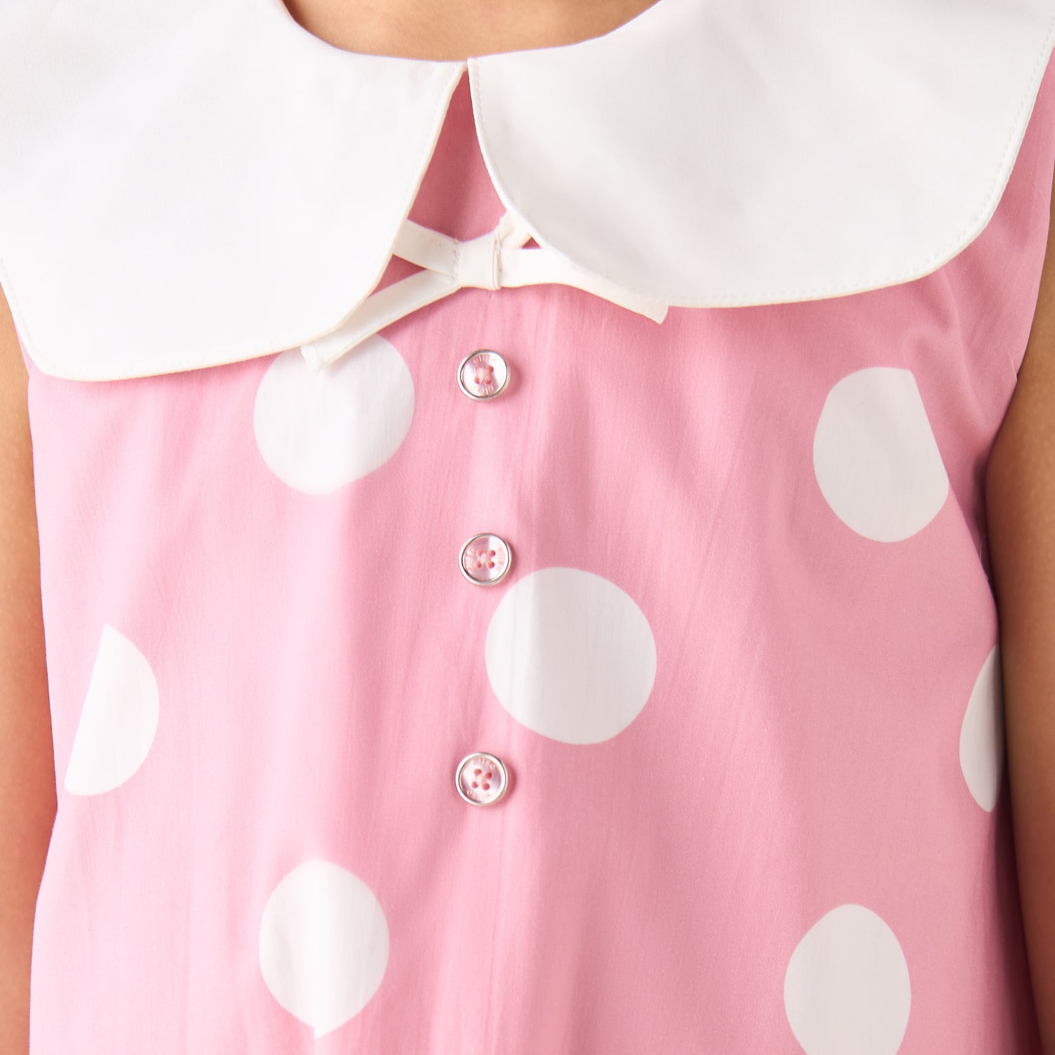 Eligo Peter Pan Collar Sleeveless Dress with Polka Dot Print