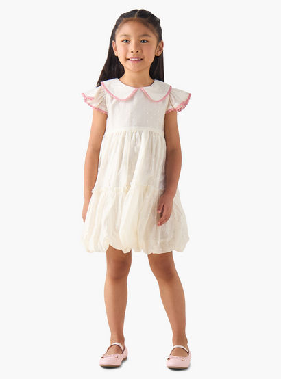 Eligo Peter Pan Collar Cap Sleeves Dress with Polka Dot Print-girls-clothing-dressesandjumpsuits-image-2