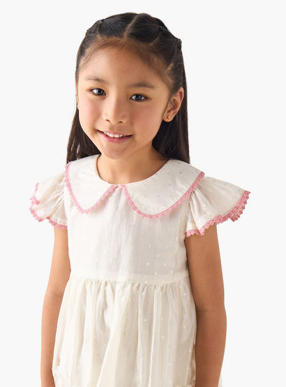 Eligo Peter Pan Collar Cap Sleeves Dress with Polka Dot Print-girls-clothing-dressesandjumpsuits-image-4