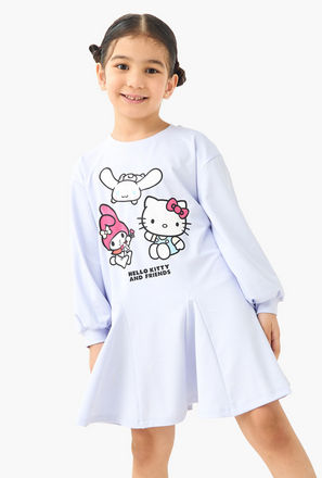Sanrio Hello Kitty and Friends Print Dress with Long Sleeves
