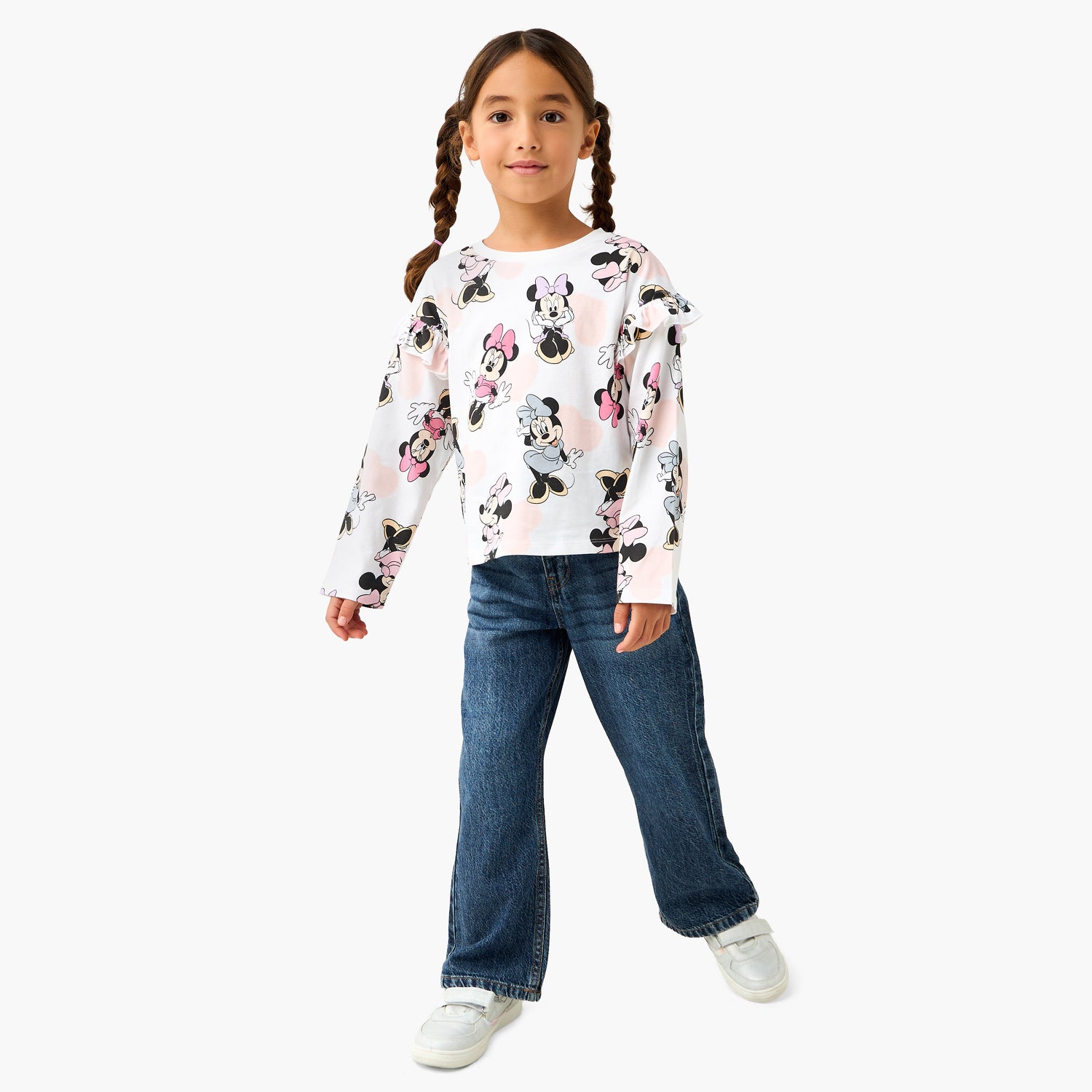 Disney Crew Neck Long Sleeves T-shirt with Minnie Mouse Print