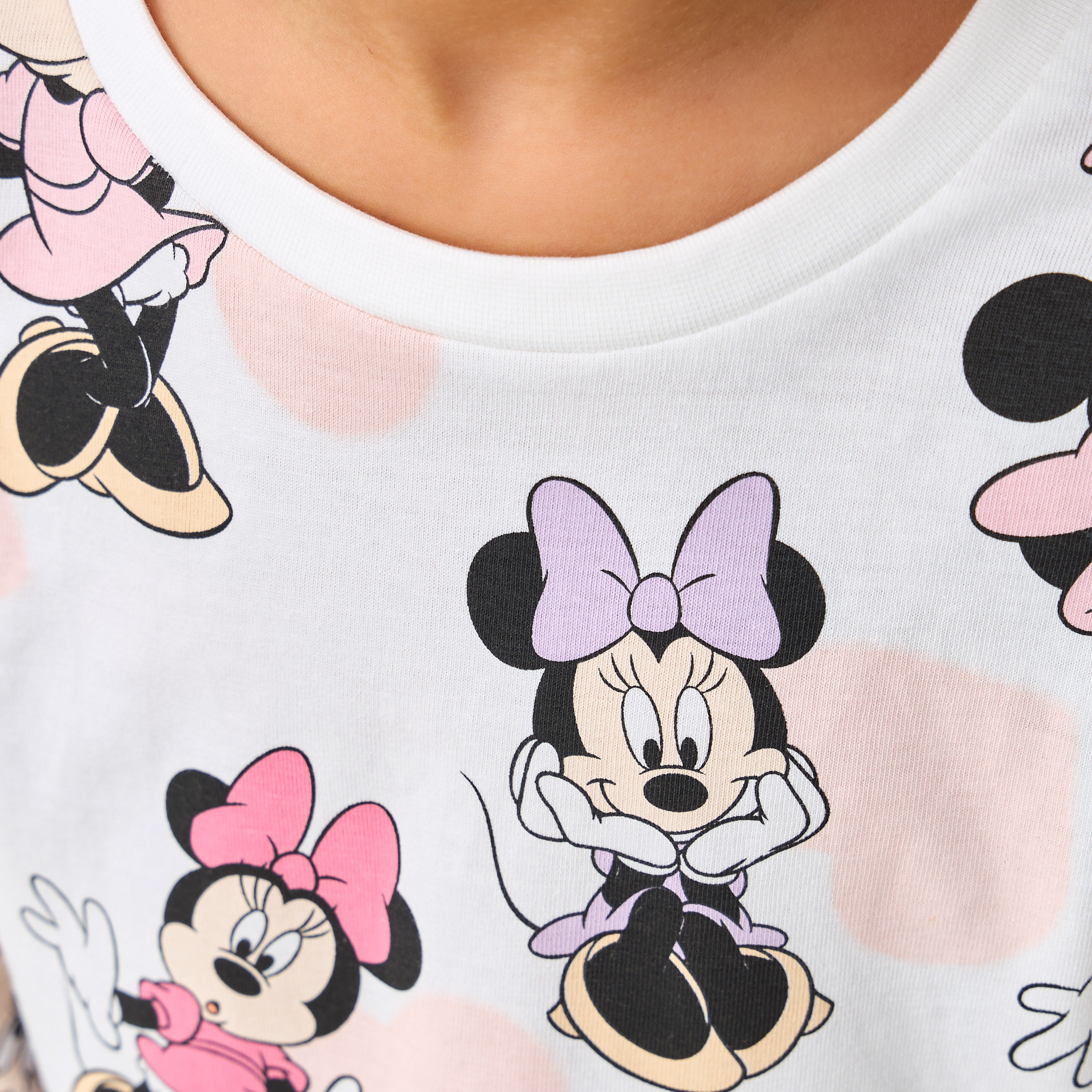 Disney Crew Neck Long Sleeves T-shirt with Minnie Mouse Print