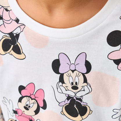 Disney Crew Neck Long Sleeves T-shirt with Minnie Mouse Print