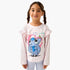 Disney Crew Neck Long Sleeve T-shirt with Stitch Print and Ruffle Detail