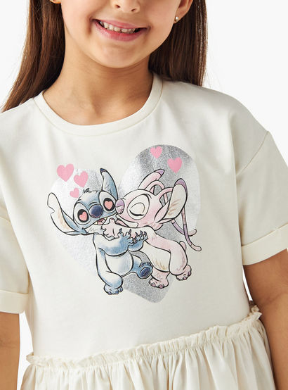 Disney Stitch and Angel Print Dress with Short Sleeves-girls-clothing-dressesandjumpsuits-image-4