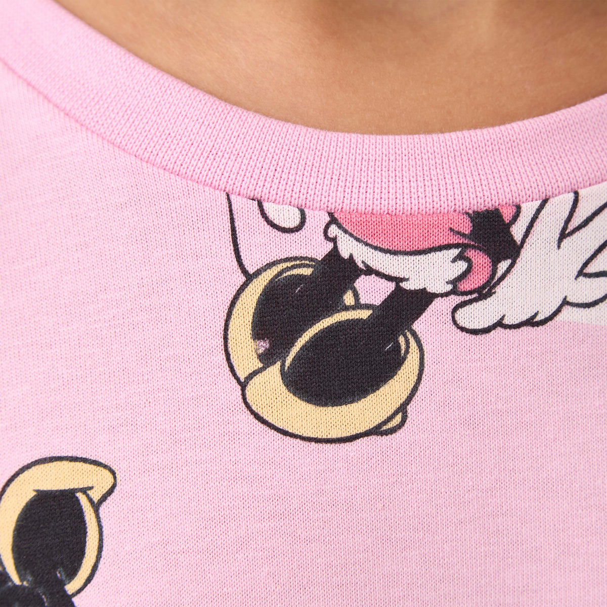 Disney Round Neck Long Sleeve Dress with Minnie Mouse Print