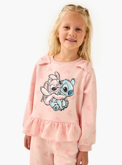 Disney Girls Sweatshirt and Track Pants Set with Stitch and Angel Print - Long Sleeves - Crew Neck-baby-girls-clothing-setsandcoords-image-2