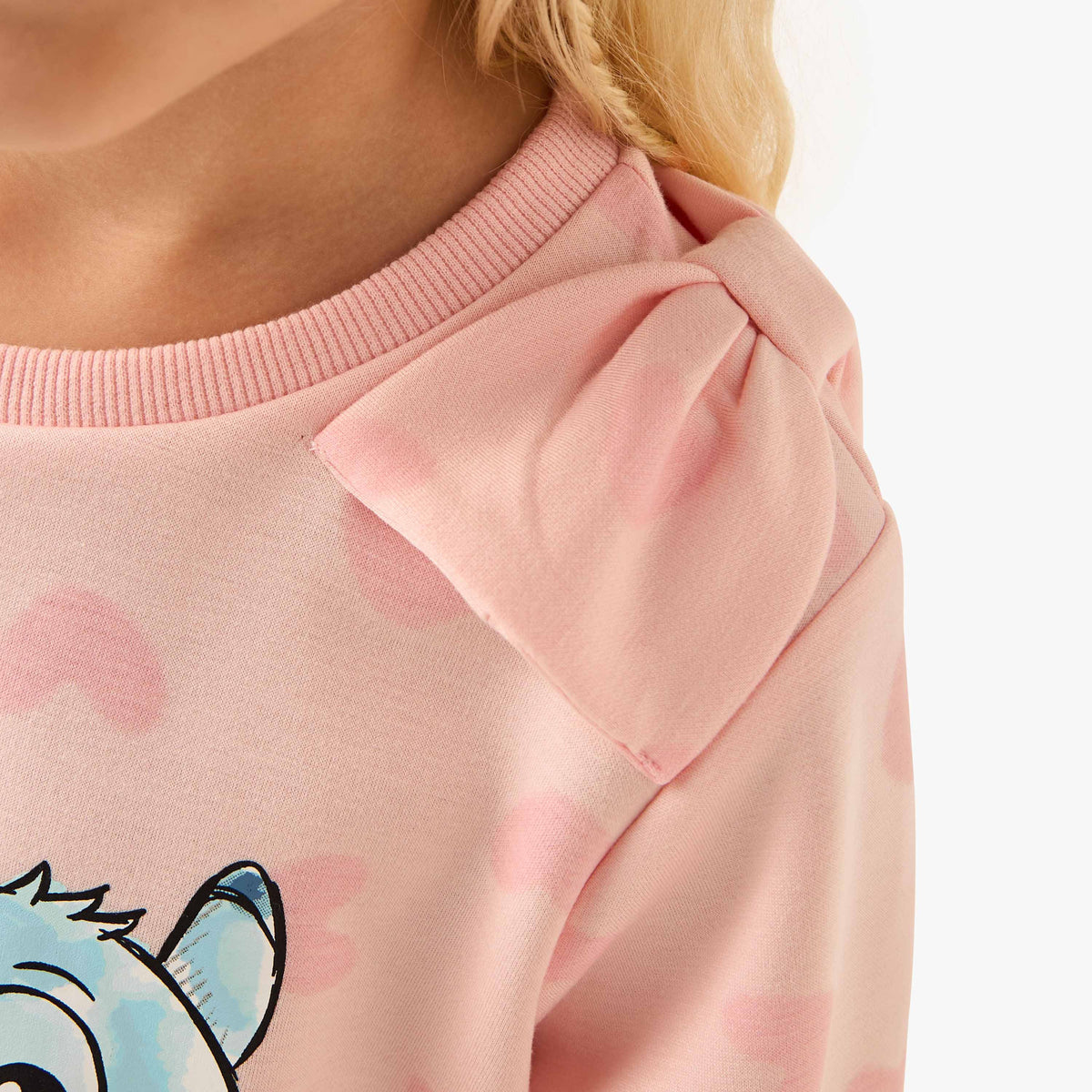 Disney Girls Sweatshirt and Track Pants Set with Stitch and Angel Print - Long Sleeves - Crew Neck
