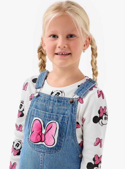 Disney Girls T-shirt and Dungaree Set with Minnie Mouse Print - Long Sleeves-baby-girls-clothing-setsandcoords-image-4