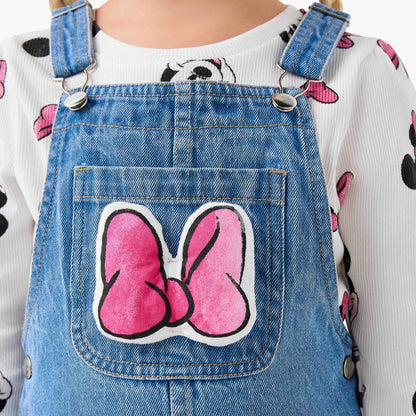 Disney Girls T-shirt and Dungaree Set with Minnie Mouse Print - Long Sleeves
