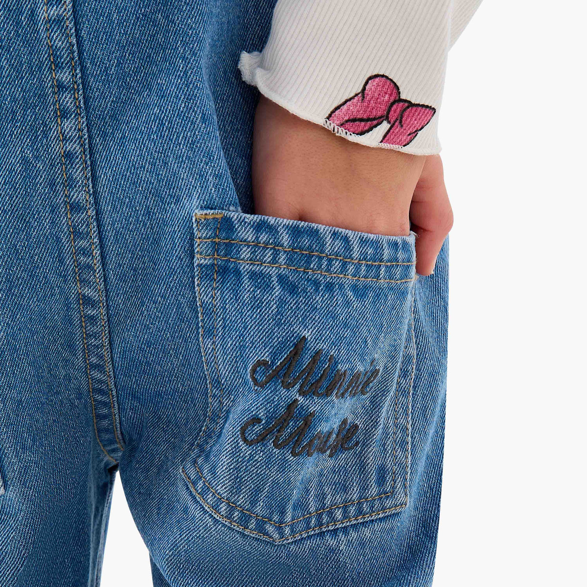 Disney Girls T-shirt and Dungaree Set with Minnie Mouse Print - Long Sleeves