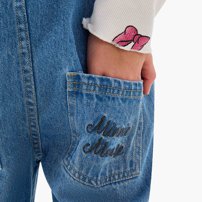 Disney Girls T-shirt and Dungaree Set with Minnie Mouse Print - Long Sleeves