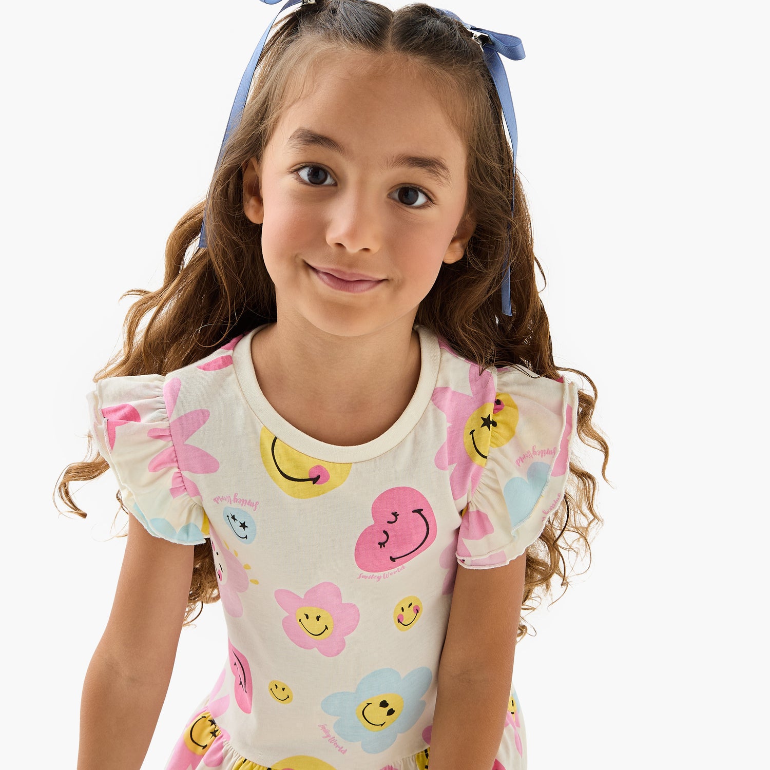 Smiley World All-Over Print Sleeveless Drop Waist Dress