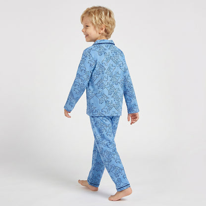 Juniors Boys Pyjama Set with Print - Cotton - Long Sleeves - Notch Collar