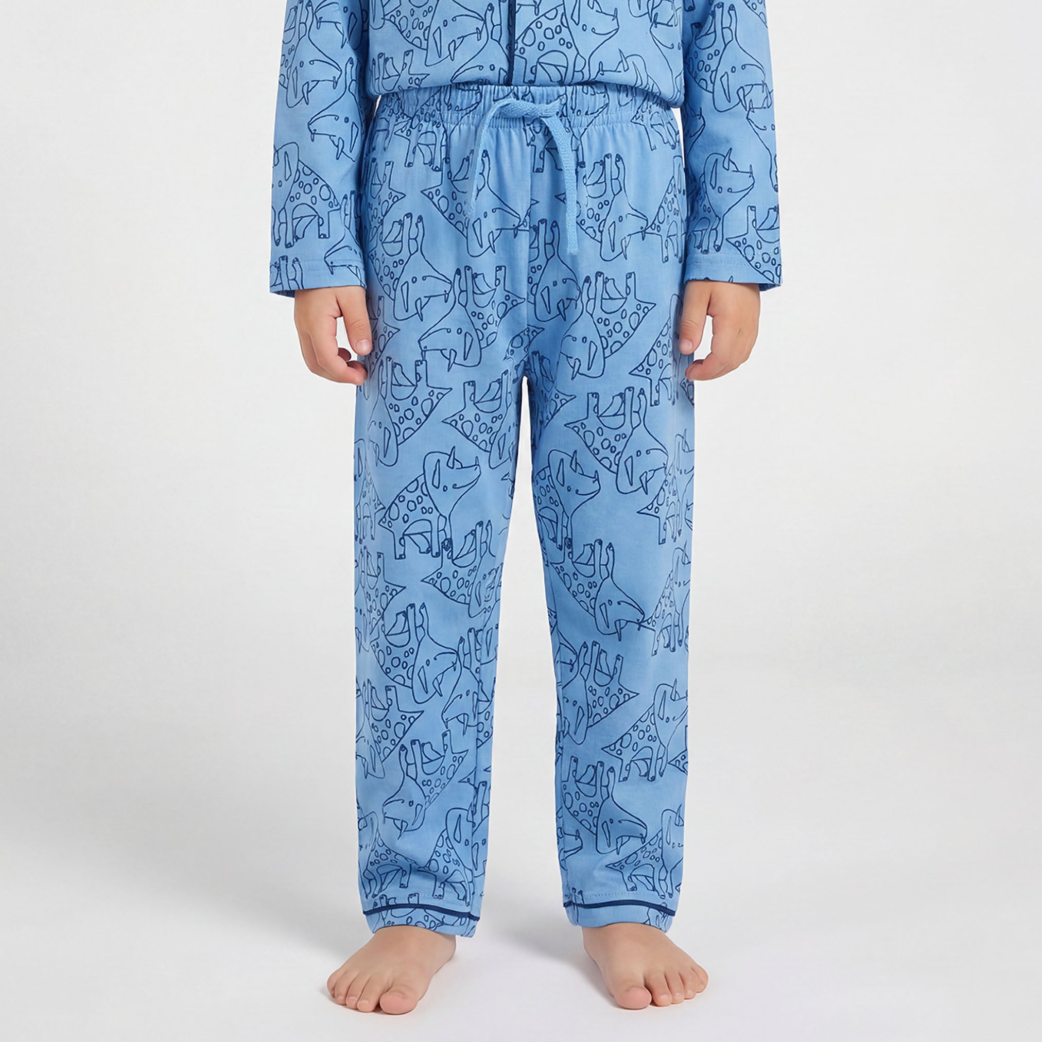 Juniors Boys Pyjama Set with Print - Cotton - Long Sleeves - Notch Collar