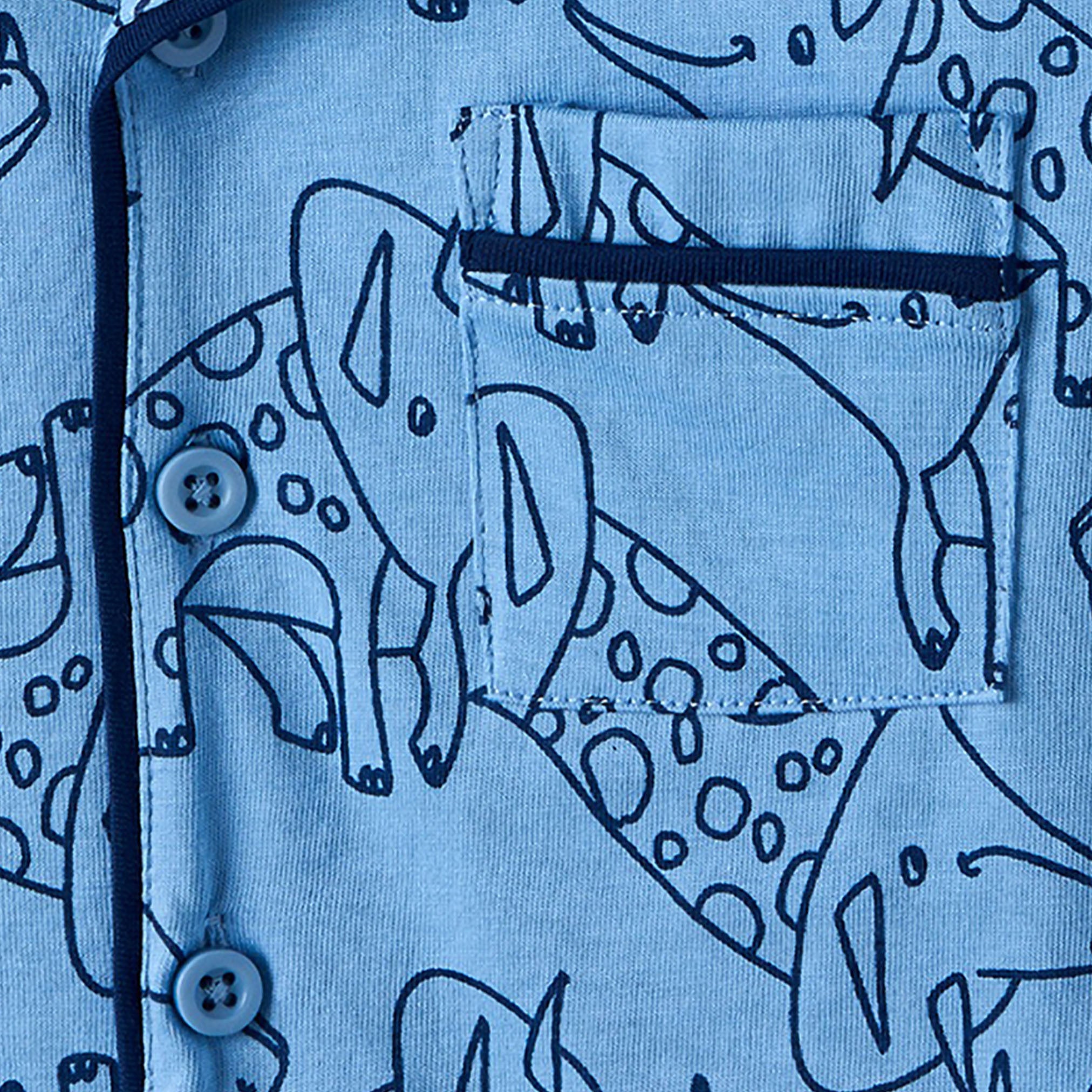 Juniors Boys Pyjama Set with Print - Cotton - Long Sleeves - Notch Collar