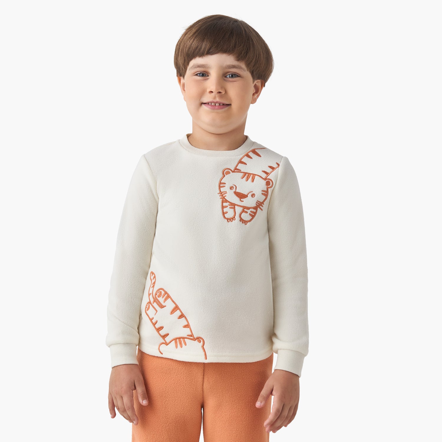Juniors Boys Pyjama Set with Embroidery - Polyester - Long Sleeves - Crew Neck