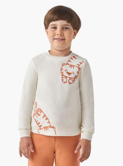 Juniors Boys Pyjama Set with Embroidery - Polyester - Long Sleeves - Crew Neck-boys-clothing-nightwear-image-2