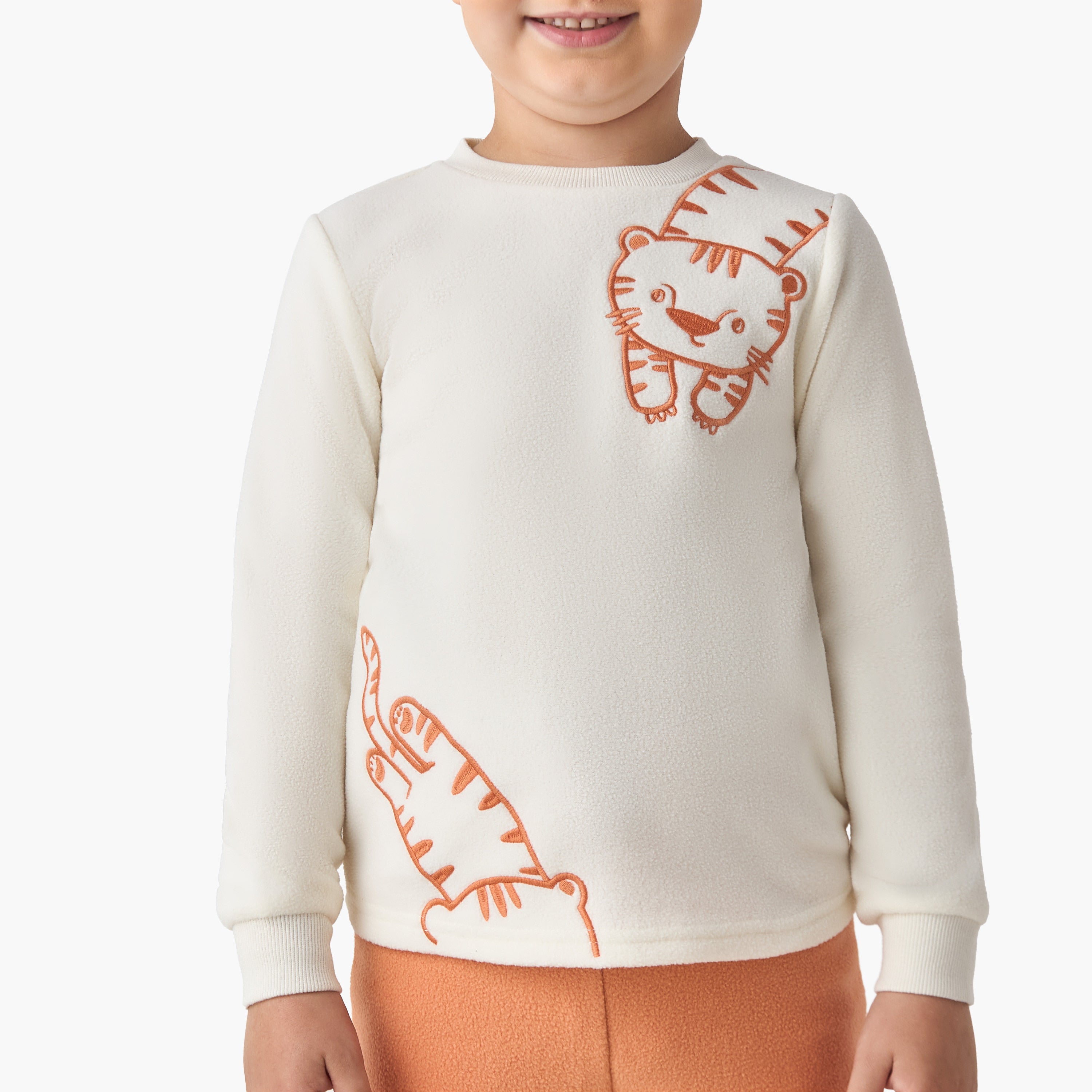 Juniors Boys Pyjama Set with Embroidery - Polyester - Long Sleeves - Crew Neck